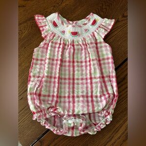 Good Lad Pink and Green Plaid Baby Romper